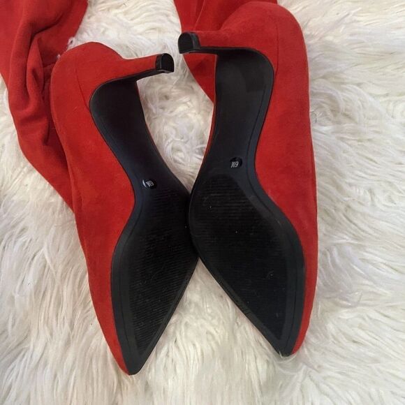 INC International Concepts BRIELLAF Fabric Point Toe Red Over The Knee Boots 6 - Picture 9 of 10